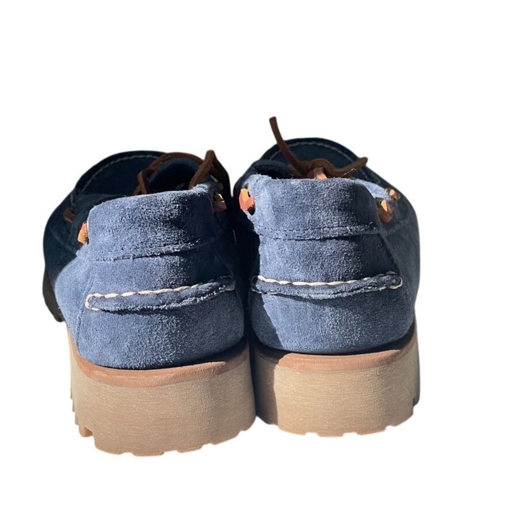 Floats Navy Suede Boat Shoes Lug Sole Moccasins Women's 10R - Picture 3 of 8